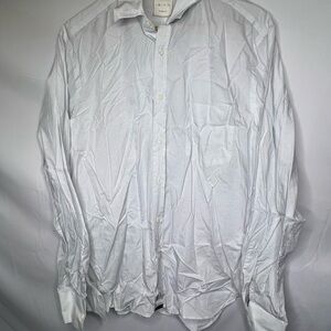 Billy Reid Dress Shirt Mens Medium Blue Dot Button Down Standard Cut Long Sleeve